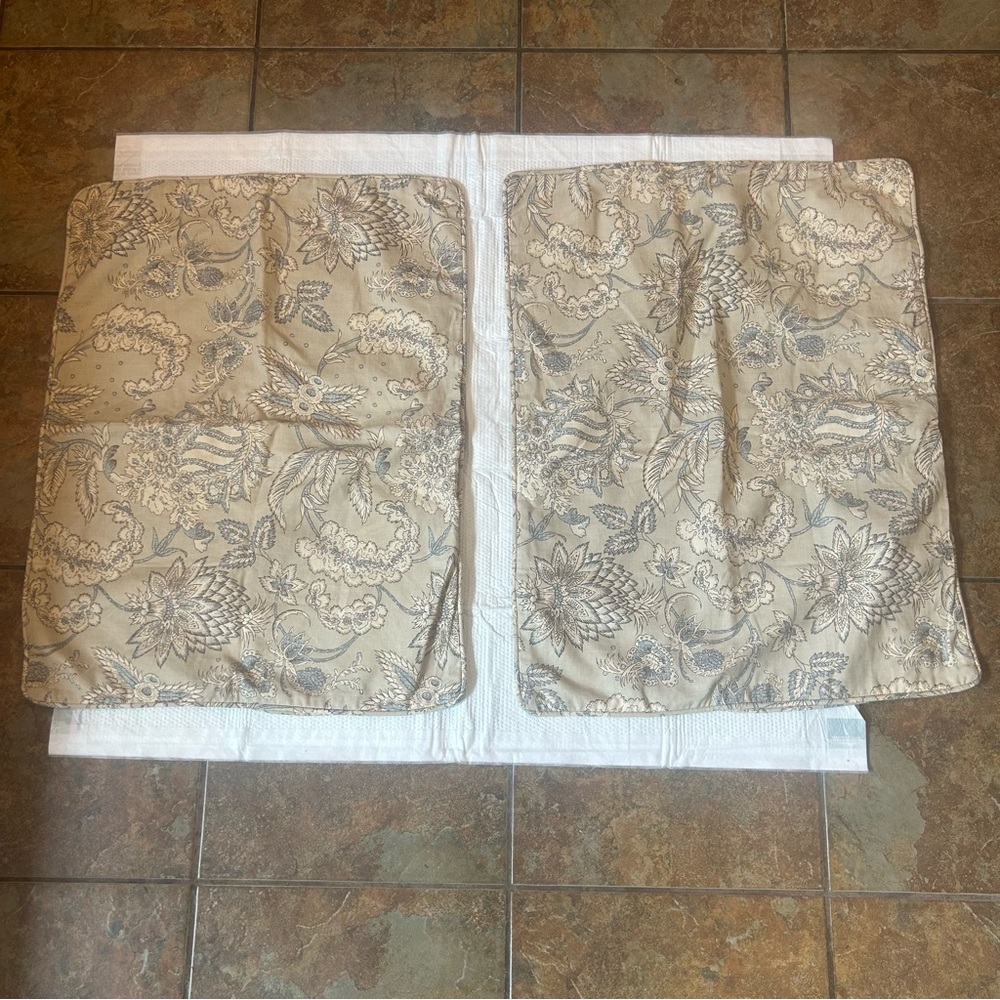 Pottery Barn Floral Pillow Shams Set 2 Cotton Linen Standard French Country